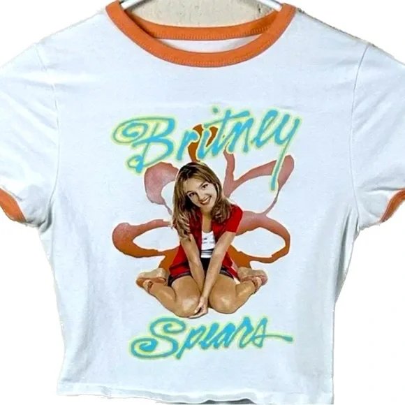 *NWOT* Britney Spears Cropped Ringer Tee - Picture 1 of 2